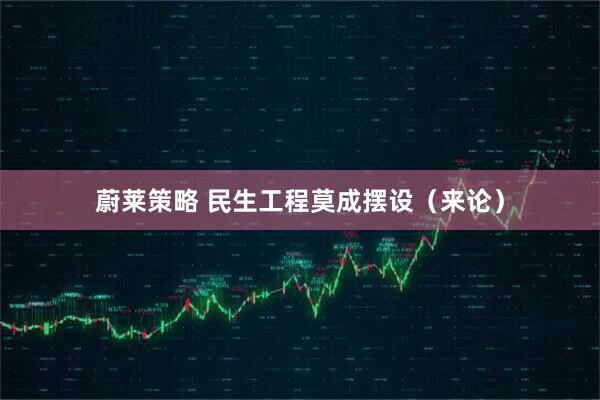 蔚莱策略 民生工程莫成摆设（来论）